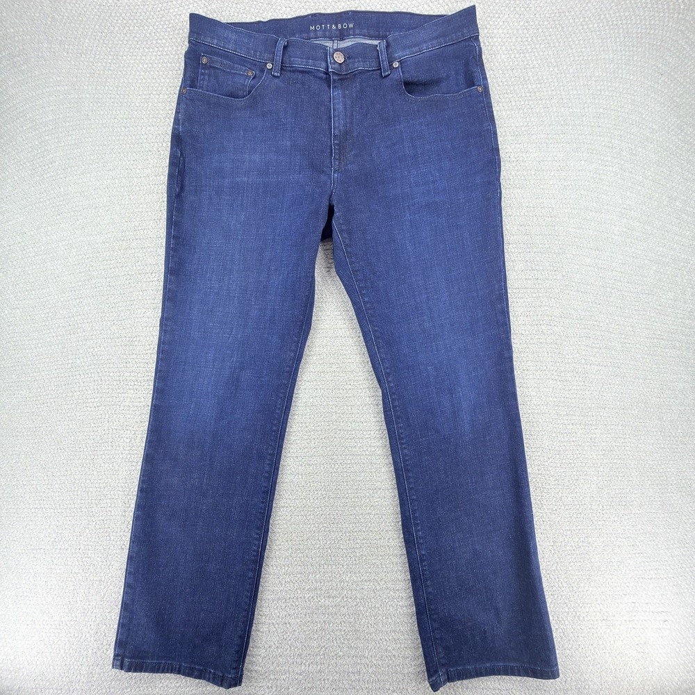 Mott and Bow Mens Jeans Mens 36x32 Blue Straight Leg Dark Wash Stretch Denim